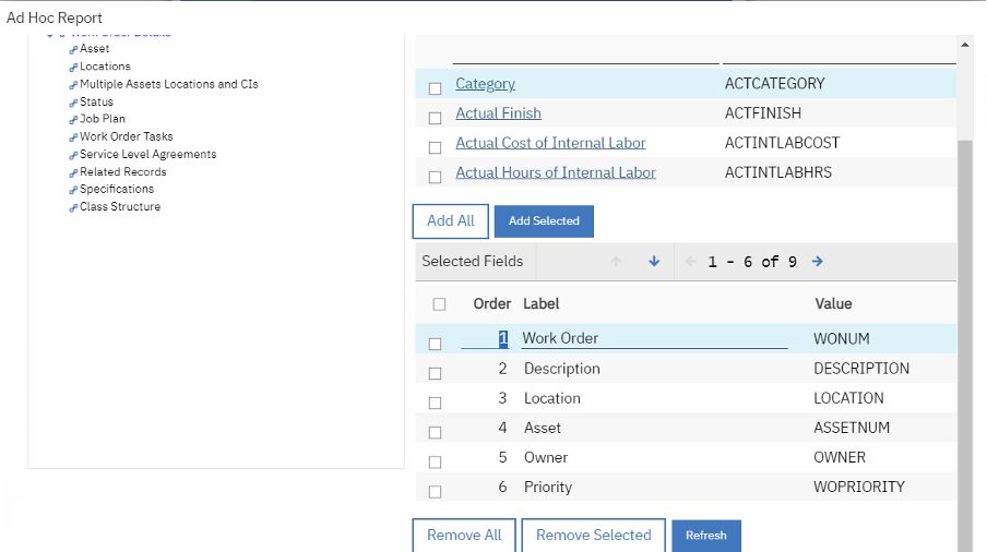 Content Tab – select the attributes and set the order of the attribute